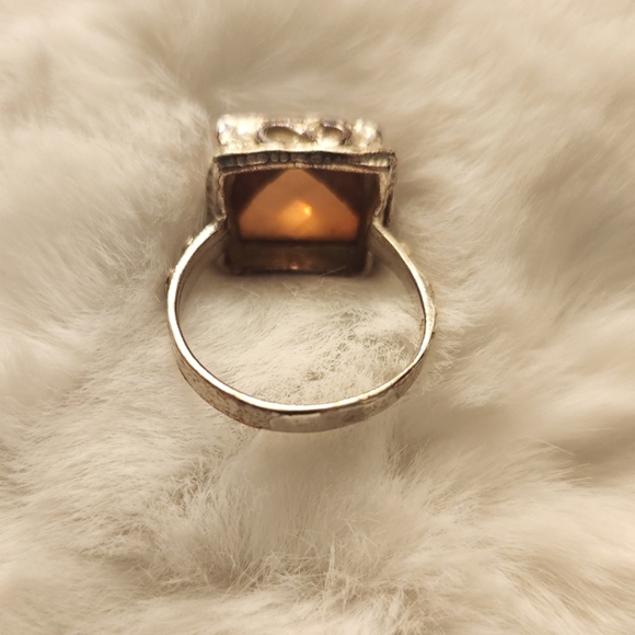 Orange Crystal and Silver Ring - Picture 5 of 8